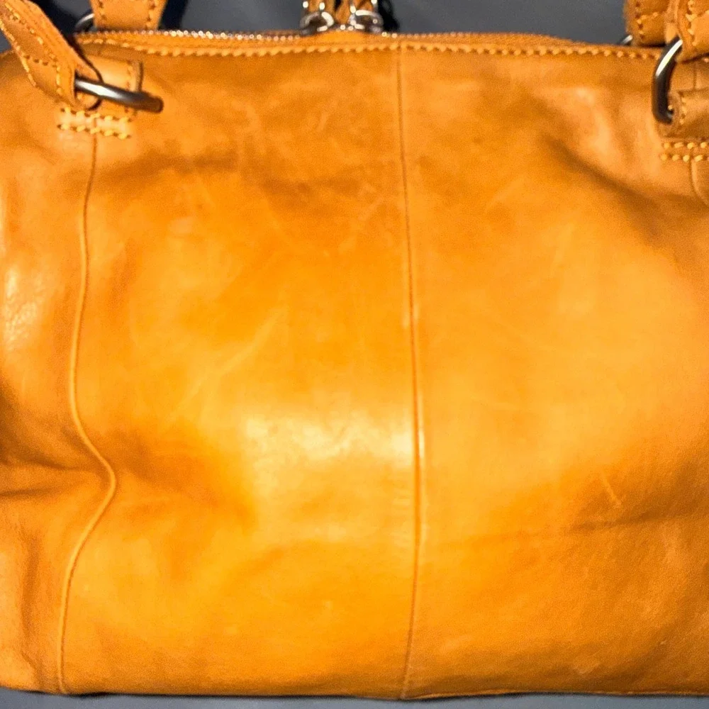 Hobo The Original Mustard Yellow Leather Satchel Braided Tassel Bag